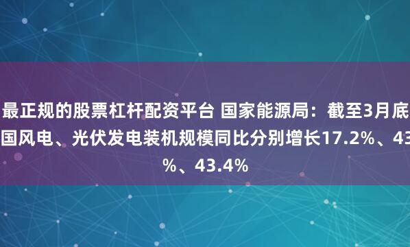 最正规的股票杠杆配资平台 国家能源局：截至3月底，全国风电、光伏发电装机规模同比分别增长17.2%、43.4%