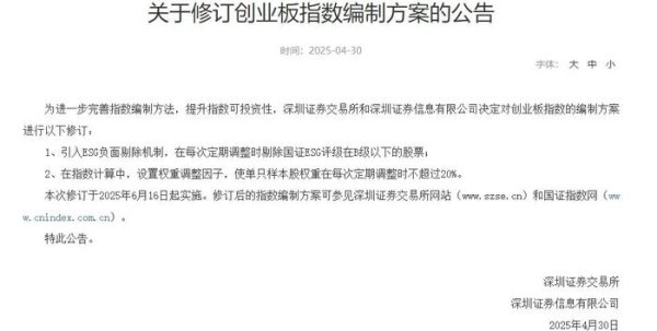 配资盘网 深交所官宣：创业板指数编制方案将调整